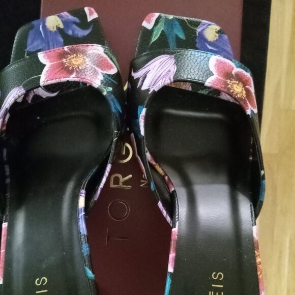 NIB TORGEIS OPEN TOE TROPICAL FLORAL HEELS SIZE 7.5 - Picture 4 of 7